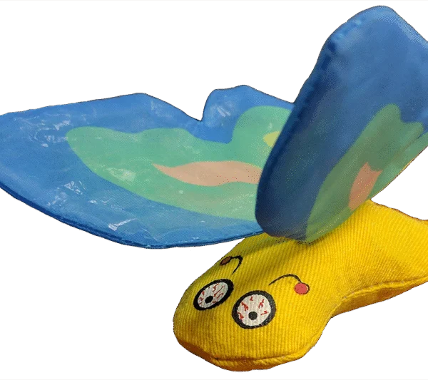 Farfalla per gatti con erba gatta e ali fruscianti, 13 x 6 cm, Blu – Yeowww! Butterfly