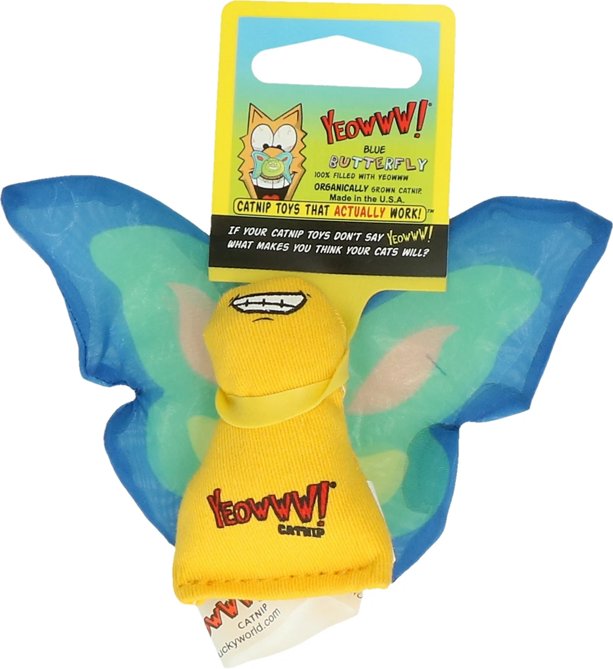Farfalla per gatti con erba gatta e ali fruscianti, 13 x 6 cm, Blu – Yeowww! Butterfly - immagine 2