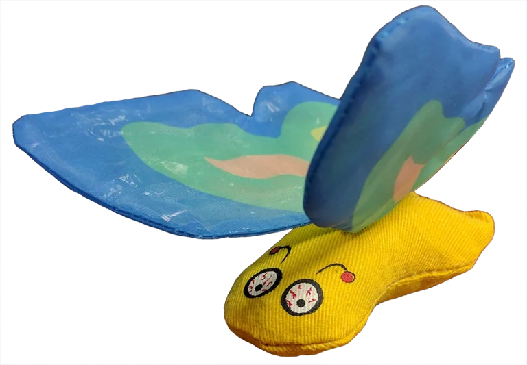 Farfalla per gatti con erba gatta e ali fruscianti, 13 x 6 cm, Blu – Yeowww! Butterfly - immagine 1