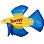 Pesce gioco per gatti con erba gatta e pinne fruscianti, blu, 17 x 12 cm – Yeowww! Mo Betta Fish