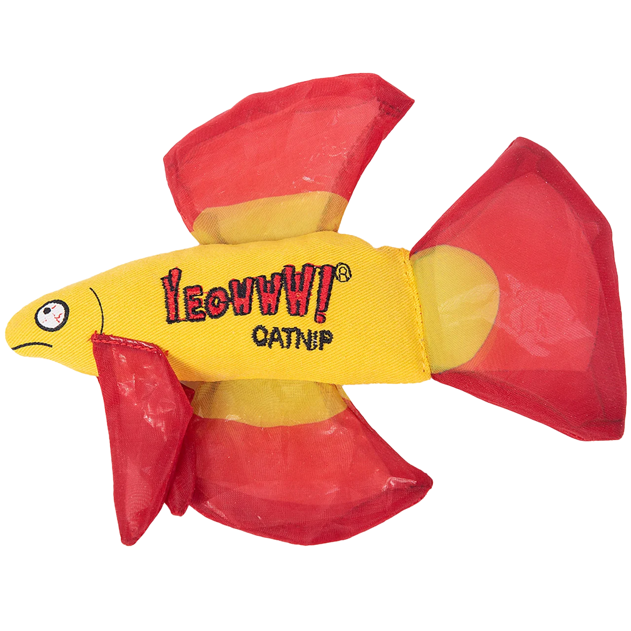 Pesce gioco per gatti con catnip e pinne fruscianti, rosso, 17 x 12 cm – Yeowww! Mo Betta Fish - immagine 1