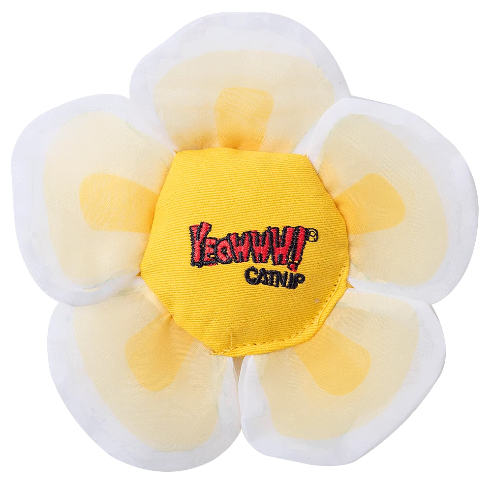 Fiore gioco per gatti con erba gatta e petali fruscianti, bianco – Yeowww! Daisy's Flower Tops - immagine 1