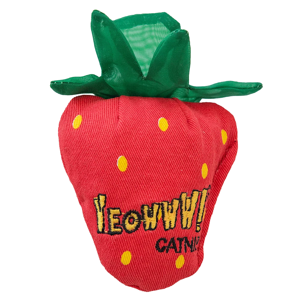 Gioco per gatti a forma di fragola con erba gatta e foglioline fruscianti – Yeowww! Strawberry Original - immagine 1