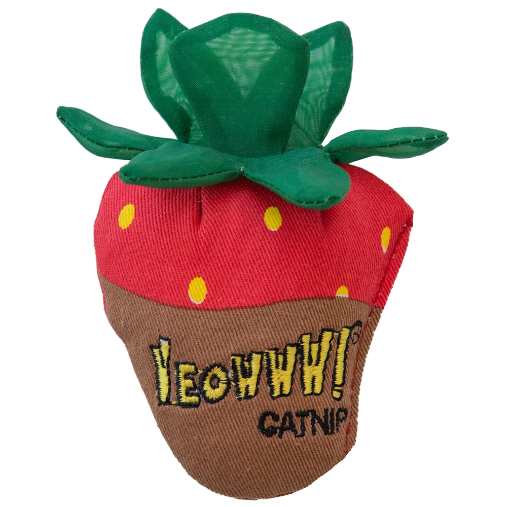 Gioco per gatti a forma di fragola con erba gatta e foglioline fruscianti – Yeowww! Strawberry Chocolate - immagine 1