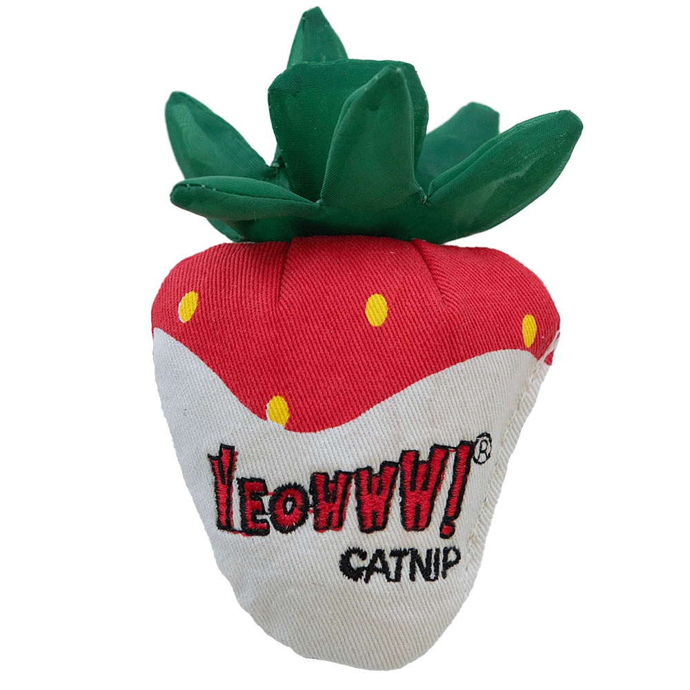 Gioco per gatti a forma di fragola con erba gatta e foglioline fruscianti – Yeowww! Strawberry White Chocolate - immagine 1