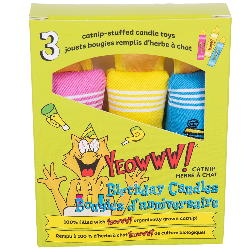 Giocattoli per gatti, candeline di compleanno con erba gatta, 3 pezzi – Yeowww! Birthday Candles - immagine 2