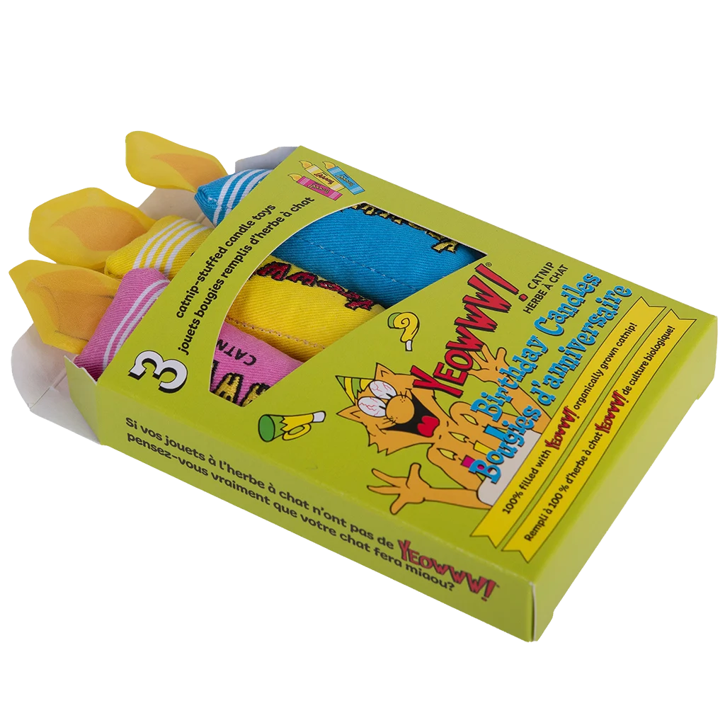 Giocattoli per gatti, candeline di compleanno con erba gatta, 3 pezzi – Yeowww! Birthday Candles - immagine 3