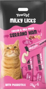 Snack da leccare per gatti al gusto di prosciutto serrano – YowUp! Milky Licks