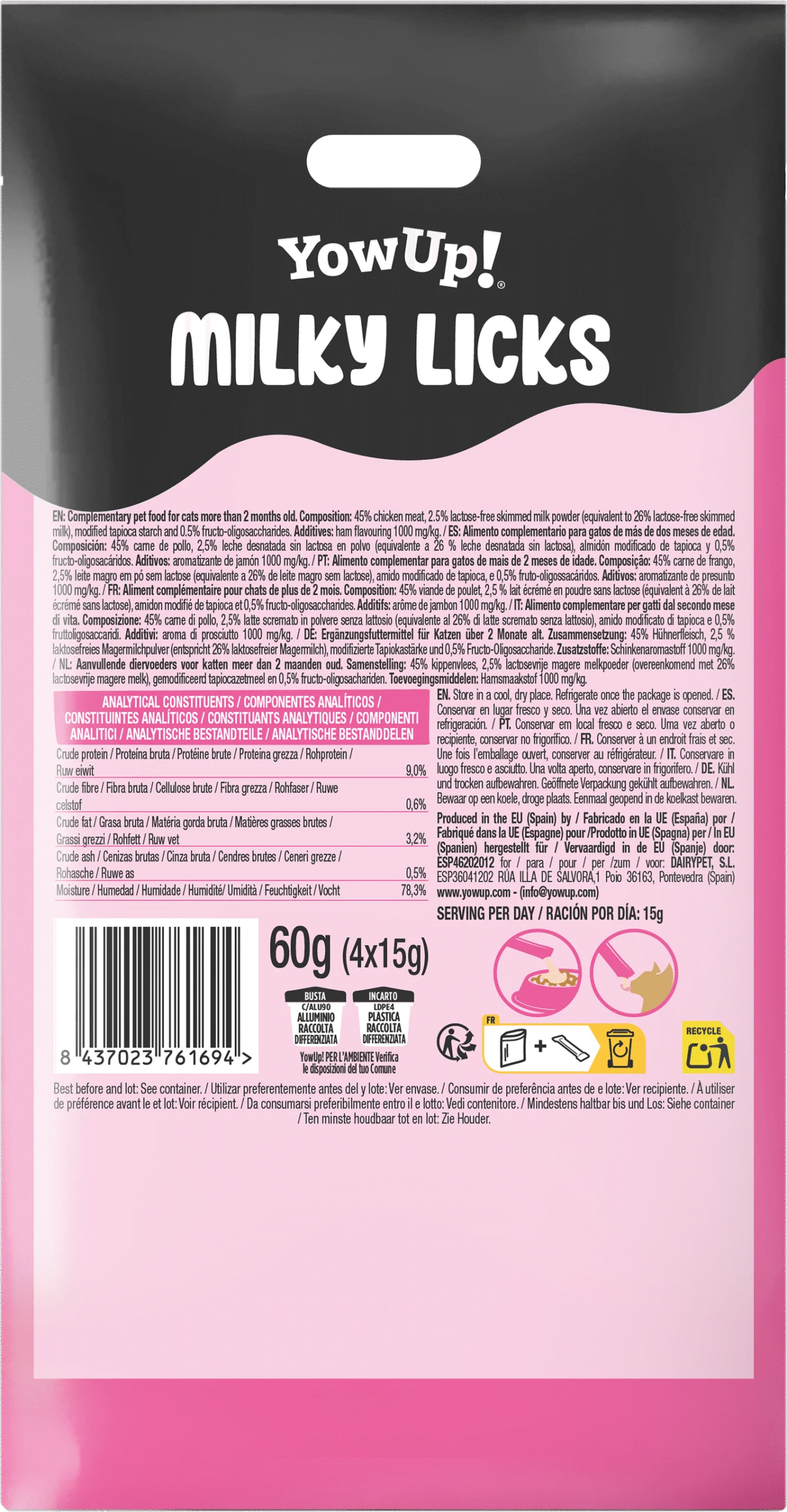 Snack da leccare per gatti al gusto di prosciutto serrano – YowUp! Milky Licks - immagine 3