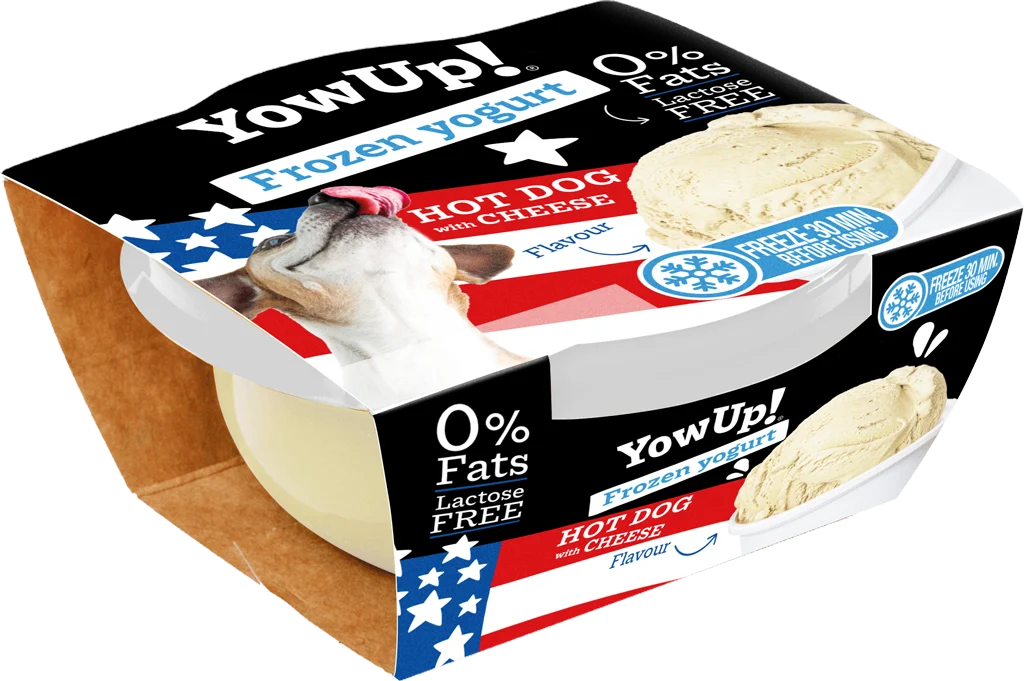 Snack allo yogurt da congelare per cani e gatti, hot dog al formaggio, 110 g – YowUp! Frozen Yoghurt Hot dog met Kaas - immagine 2