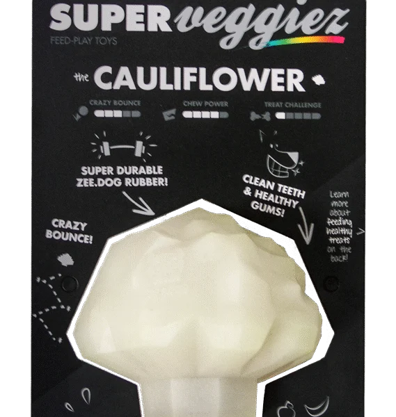 Gioco per cani in TPR con apertura per snack, galleggiante – Zee.dog Super Veggiez The Cauliflower