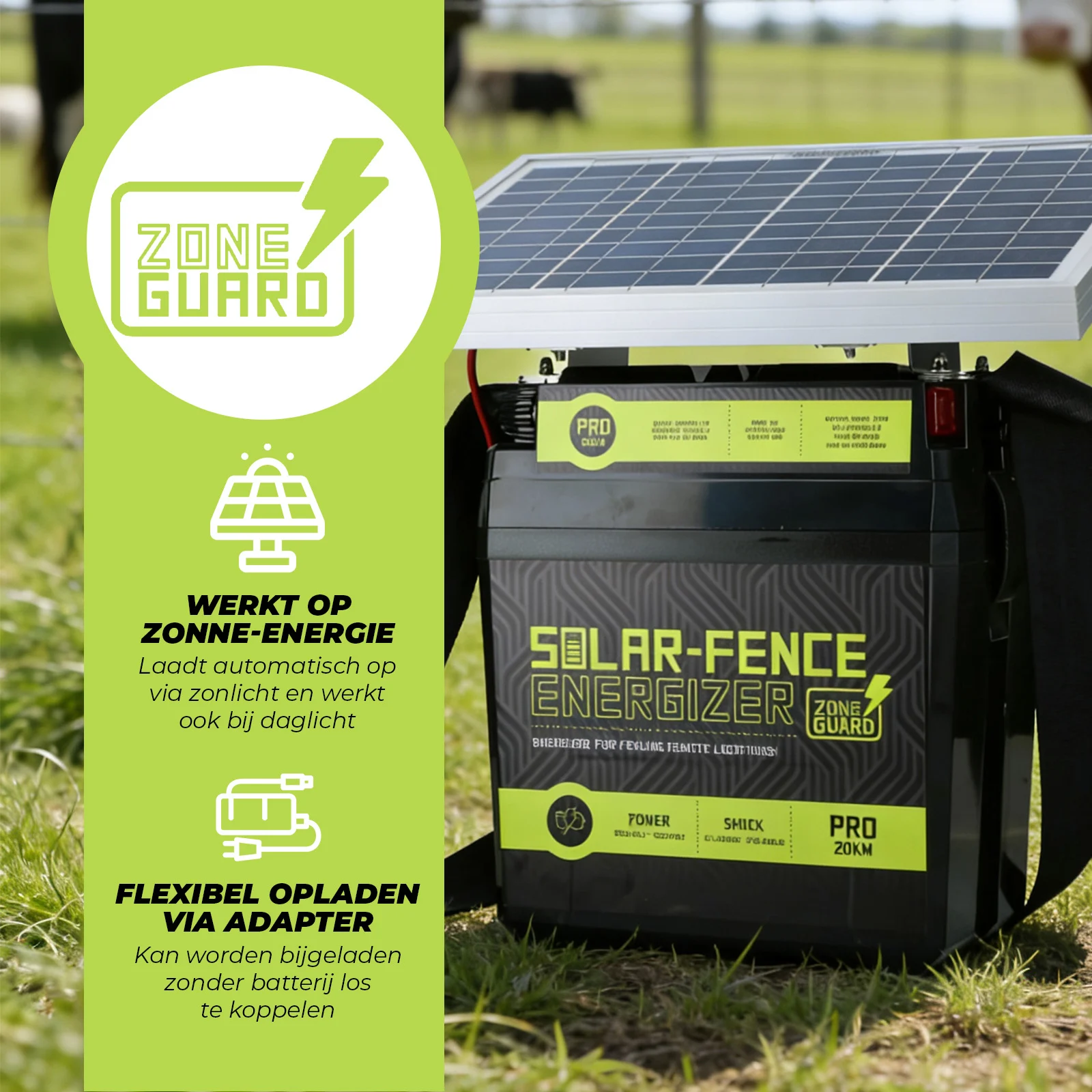 Elettrificatore per recinti a energia solare – ZoneGuard Solar-Fence Energizer Pro 20 km - immagine 2