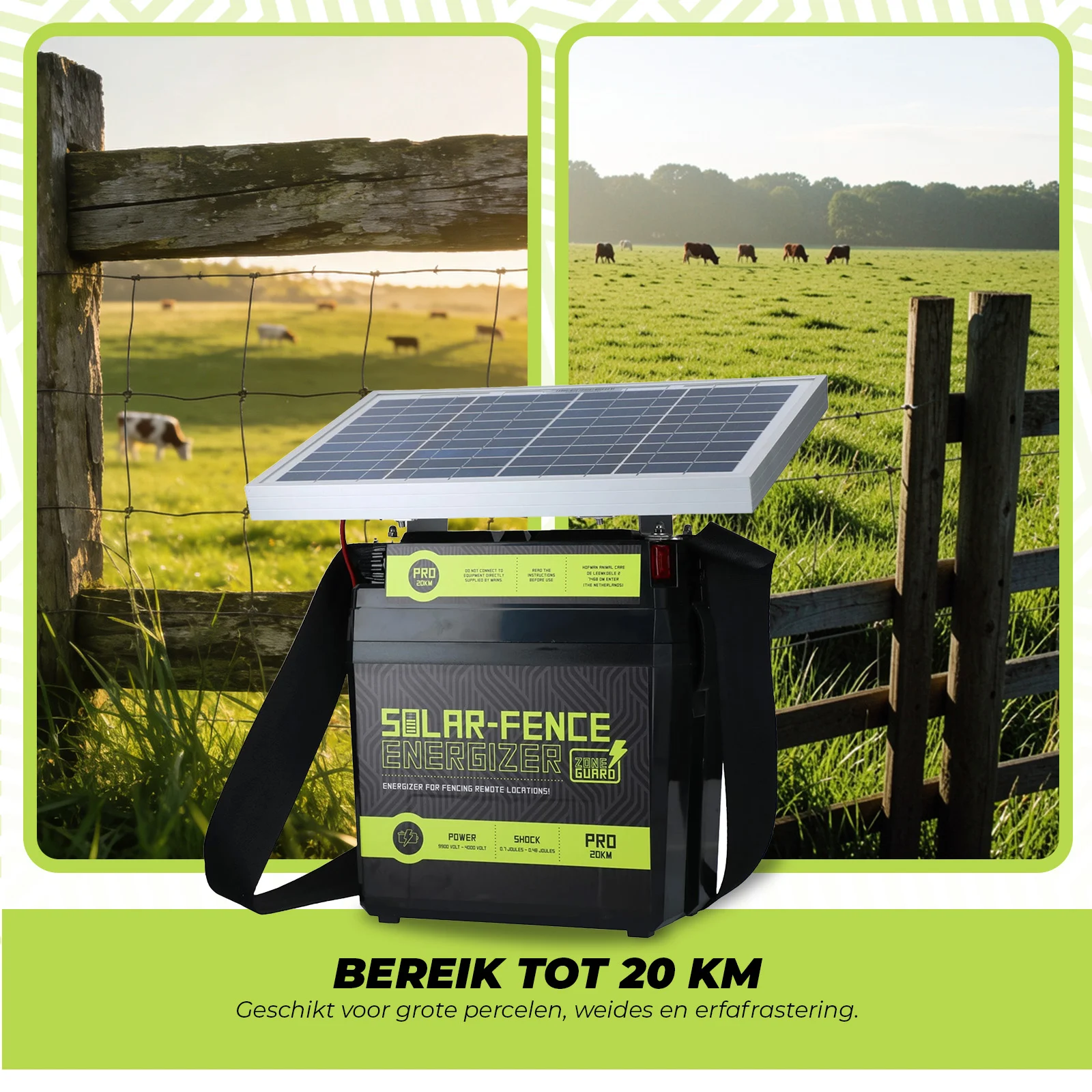 Elettrificatore per recinti a energia solare – ZoneGuard Solar-Fence Energizer Pro 20 km - immagine 3