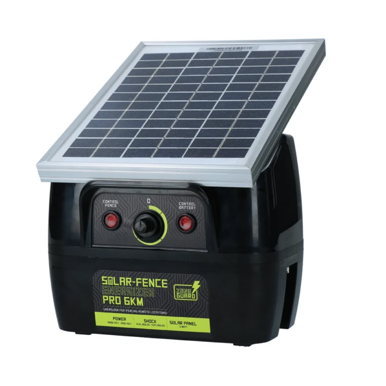 Elettrificatore per recinti elettrici a energia solare con pannello solare da 5 W – ZoneGuard Solar-Fence Energizer Pro 6 km