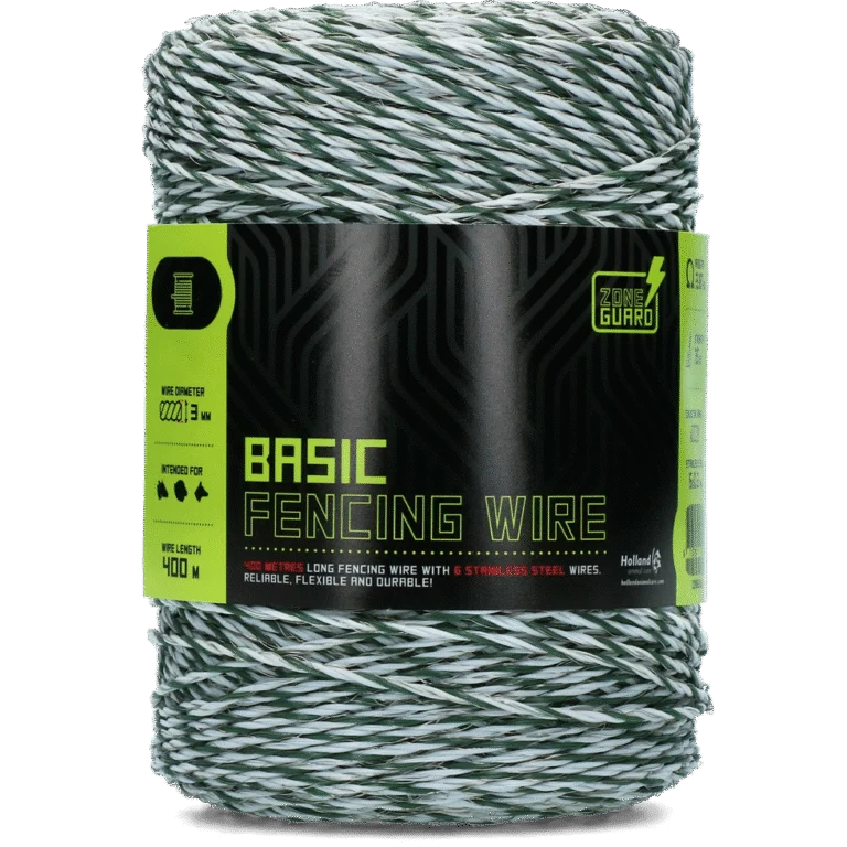 Filo per recinzione elettrica 3 mm, bianco con verde scuro, 400 m – ZoneGuard Basic