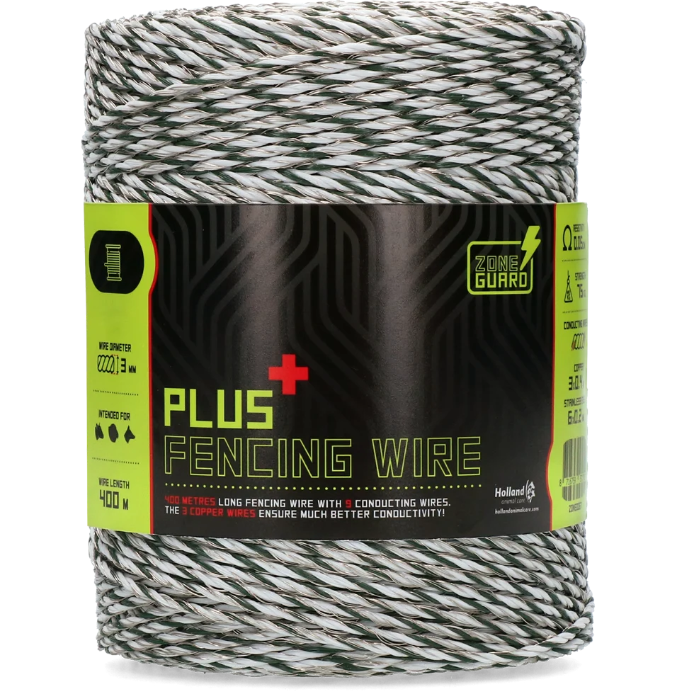 Filo per recinzione elettrica 3 mm, bianco e verde scuro, 400 m – ZoneGuard Plus - immagine 1