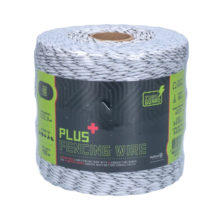 Filo elettrificabile 3 mm, bianco e nero, 400 m – ZoneGuard Plus