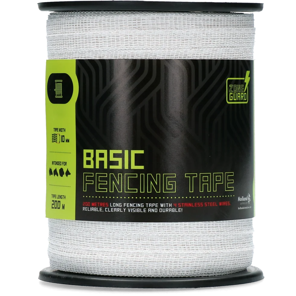 Nastro elettrificabile 10 mm Bianco con 4 fili in acciaio inossidabile, 200 m – ZoneGuard Basic - immagine 1