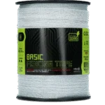 Nastro elettrificabile 20 mm bianco con 9 fili in acciaio inox, 200 m – ZoneGuard Basic