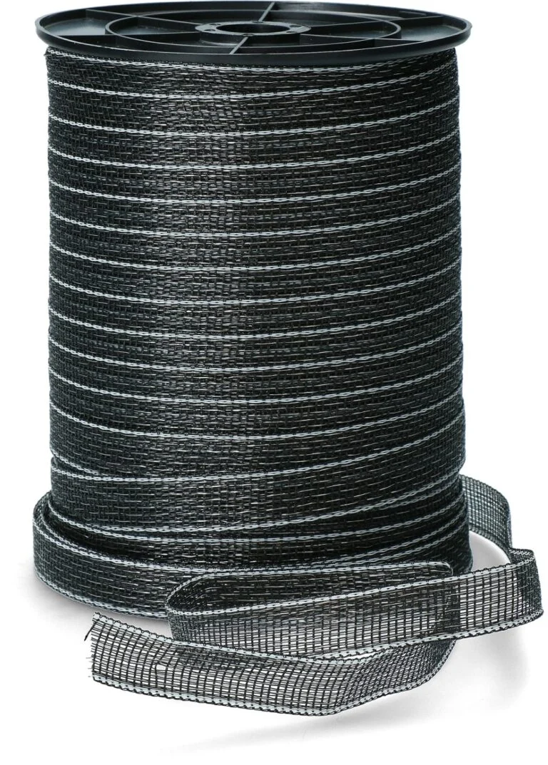 Nastro elettrico 20 mm nero con 9 fili in acciaio inox, 200 m – ZoneGuard Basic