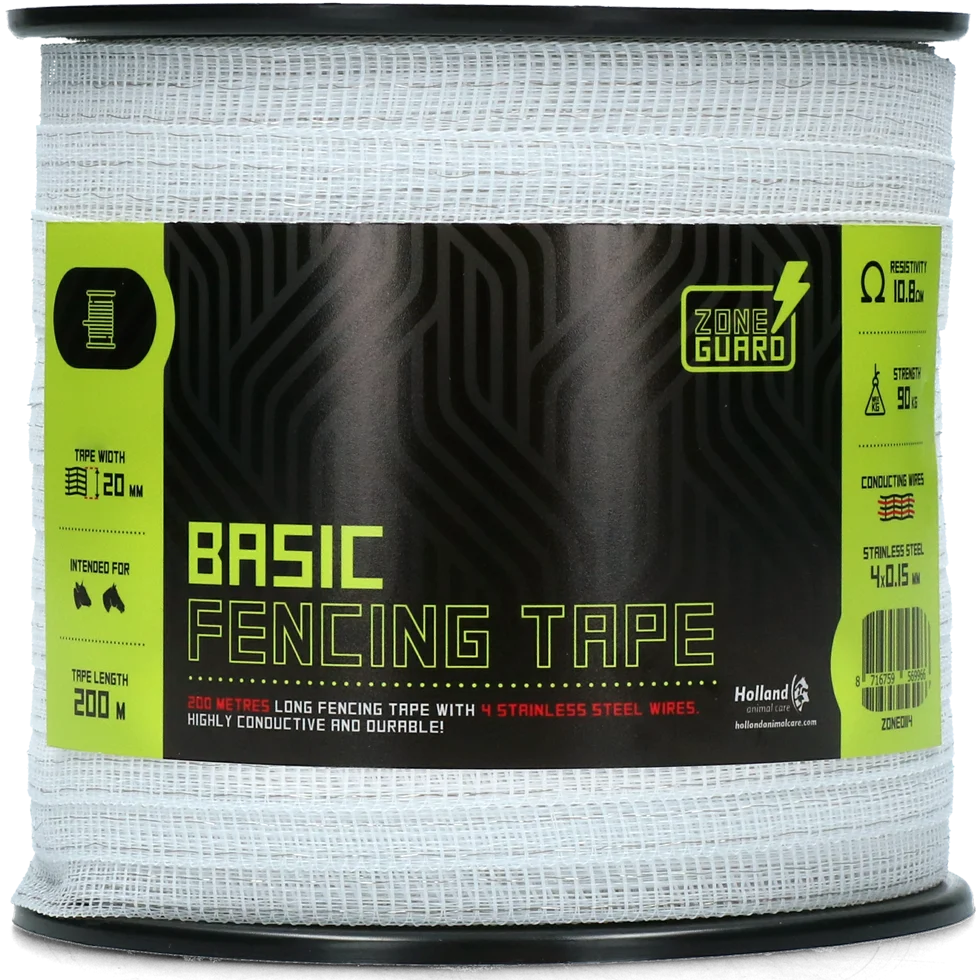 Nastro elettrico 20 mm bianco con 4 fili in acciaio inox, 200 m – ZoneGuard Basic - immagine 2