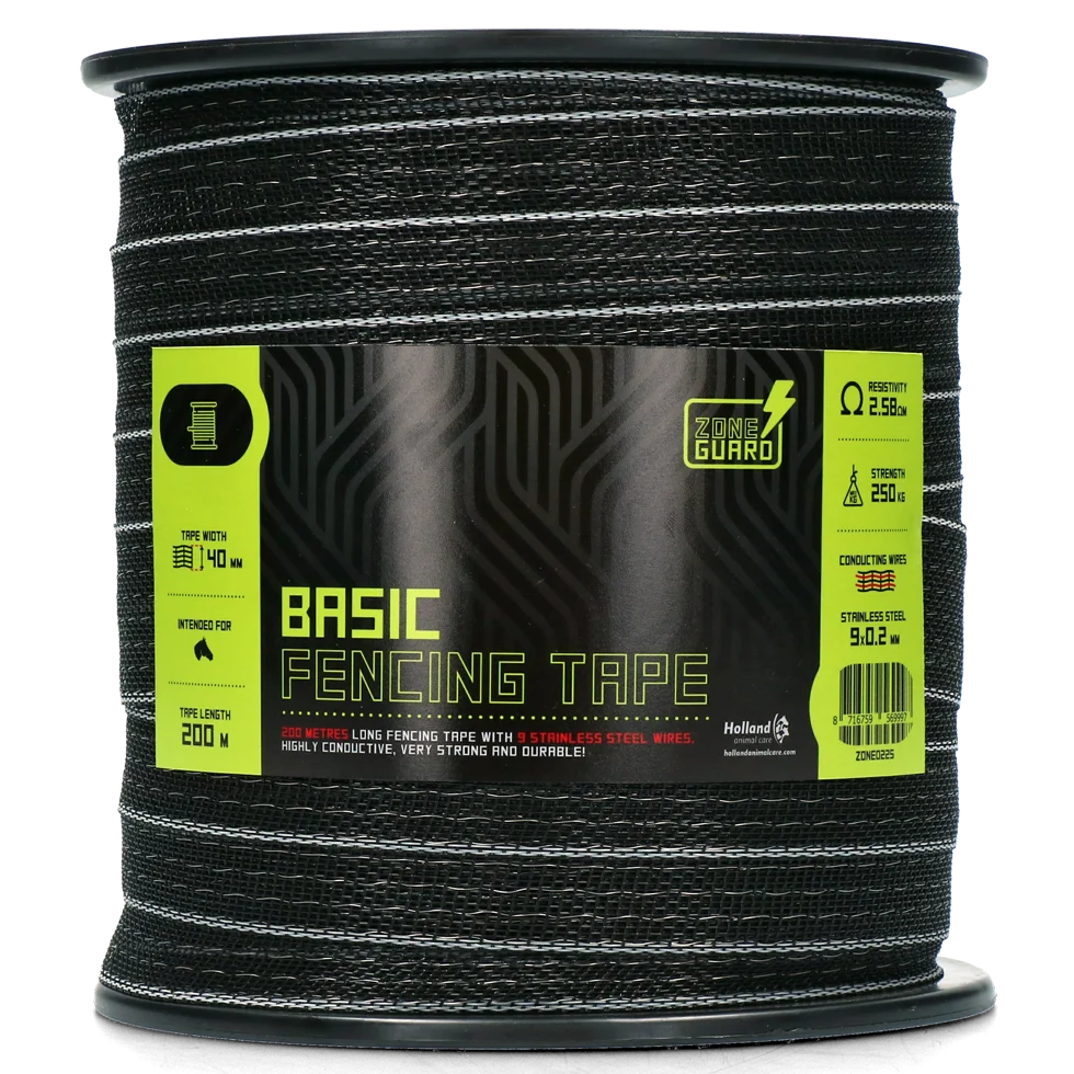 Nastro elettrificabile 40 mm Nero con 9 fili in acciaio inossidabile, 200 m – ZoneGuard Basic - immagine 2