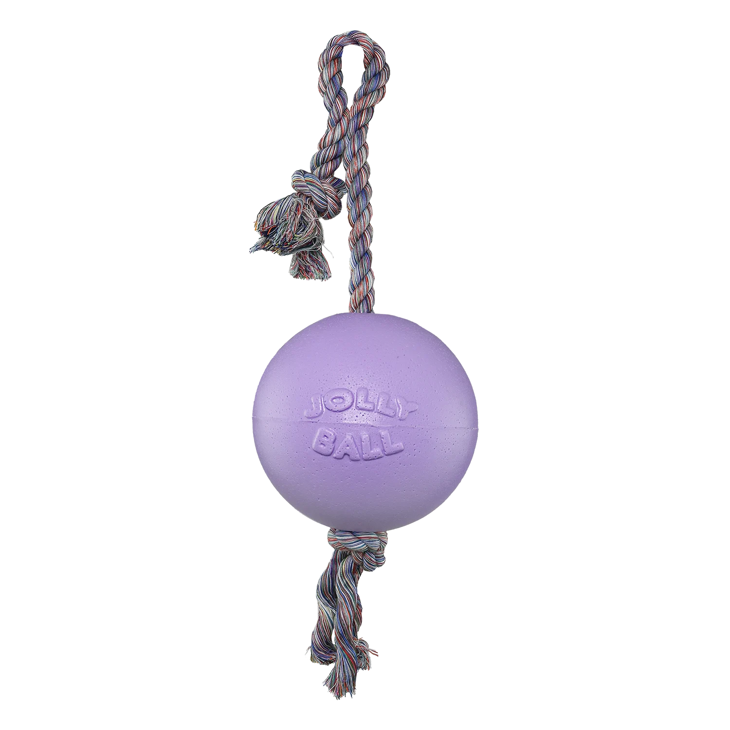 Palla per cani con corda, galleggiante, lilla M (15 cm) – Jolly Pets Romp-n-Roll - immagine 1