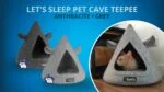 Tenda per gatti in feltro con cuscino, 50 x 45 cm, antracite – Let's Sleep Pet Cave TeePee - immagine 3
